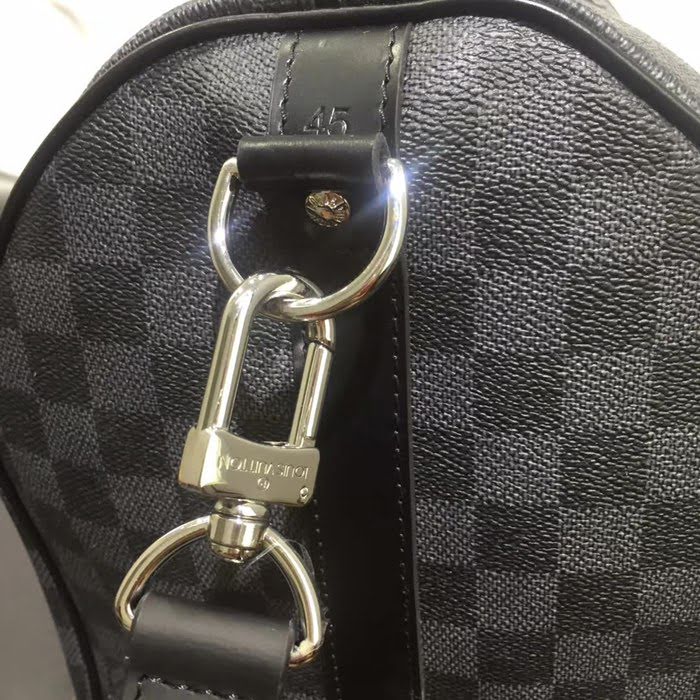 路易威登LV頂級原單經典款KEEPALL 旅行袋 M41418 黑格皮旅行袋枕頭包 YDH1413